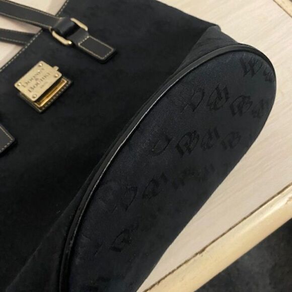 Dooney & Bourke Black Bucket Canvas/Leather Hobo Bag K904909 - Picture 9 of 9